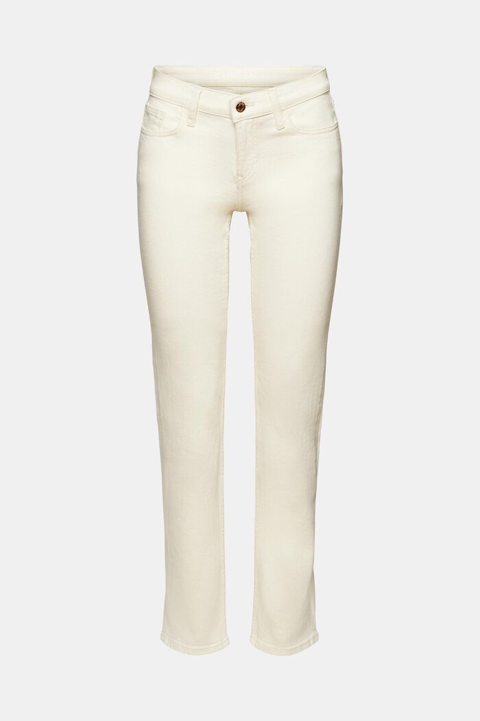 Raka jeans med medelhög midja, OFF WHITE, detail image number 6