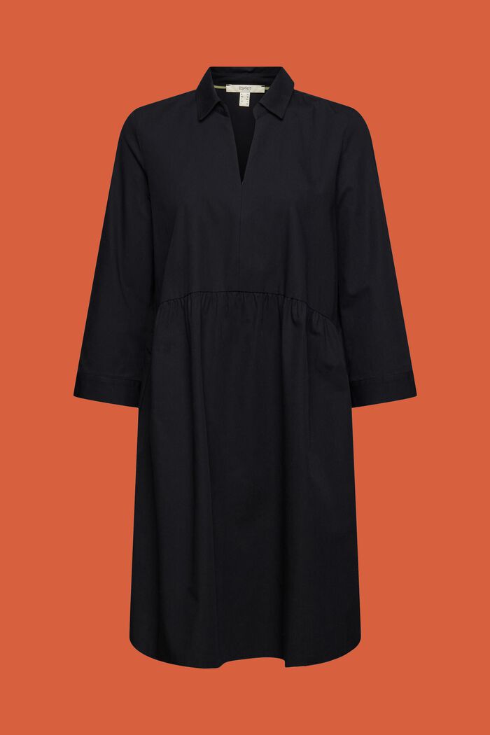 A-linjeformad klänning i ekologisk bomull, BLACK, detail image number 5