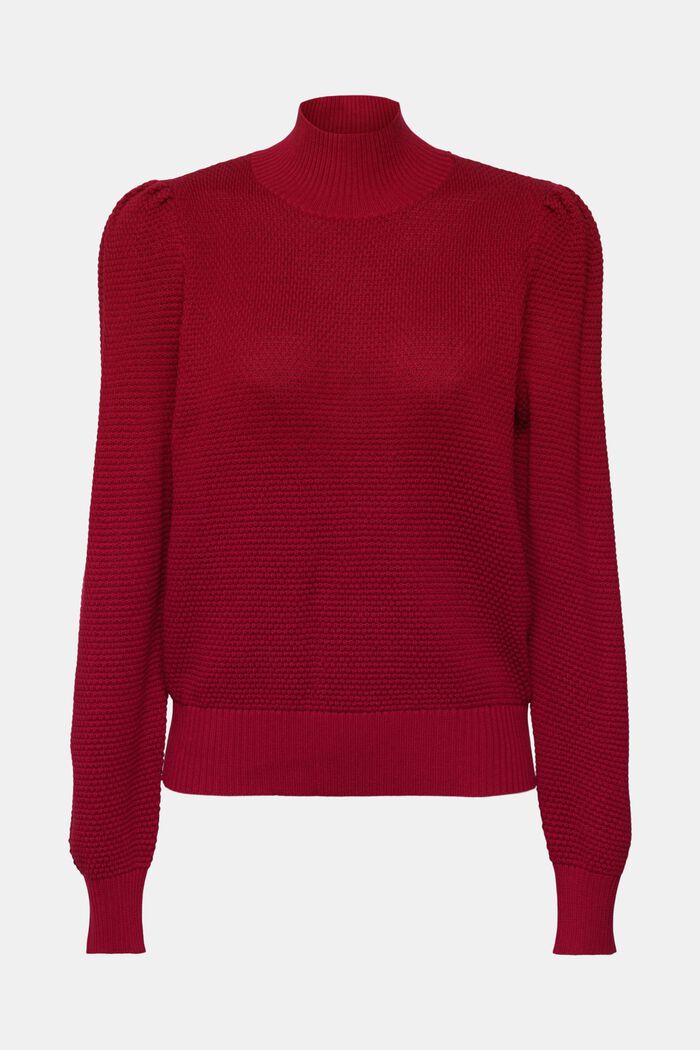 Strukturerad tröja med halvpolokrage, bomullsmix, CHERRY RED, detail image number 2