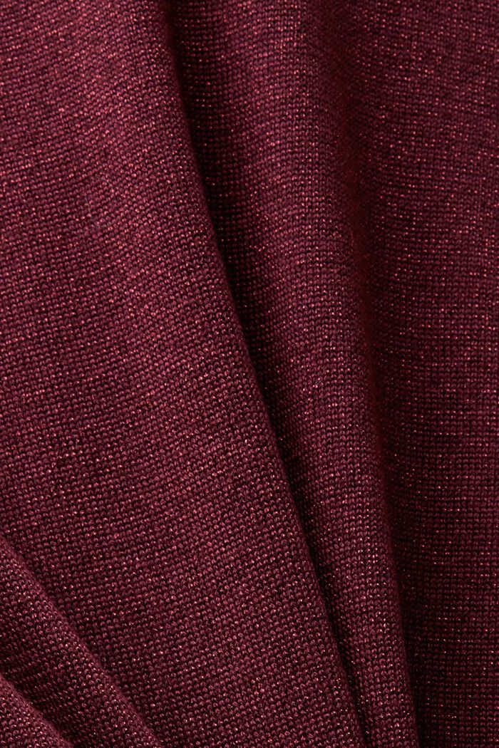 Glittrande tröja med halvpolo, BORDEAUX RED, detail image number 5