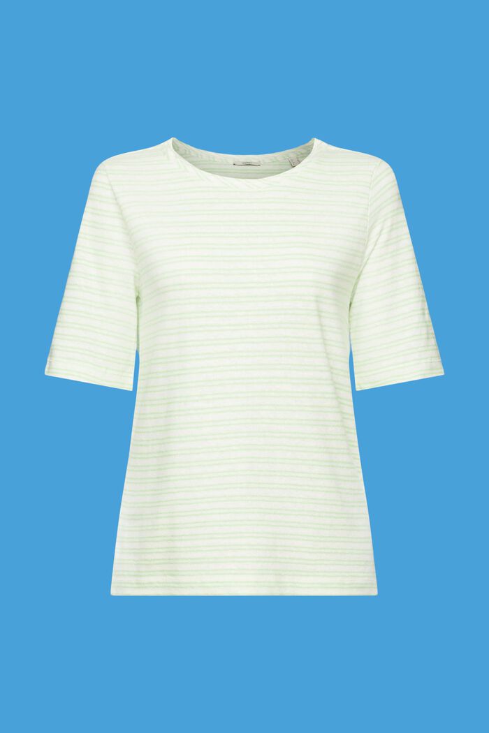 T-shirt i mix av bomull och linne, CITRUS GREEN, detail image number 7