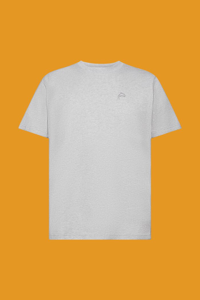 T-shirt i bomull med delfintryck, LIGHT GREY, detail image number 6