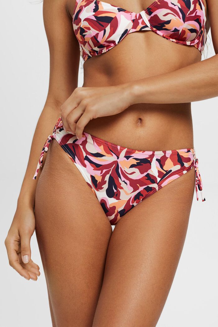 Carilo beach bikiniunderdel med blomtryck, DARK RED, detail image number 0