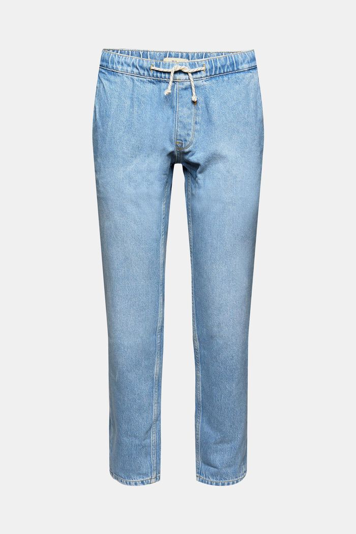 Jeans med elastisk dragskolinning, BLUE BLEACHED, detail image number 6