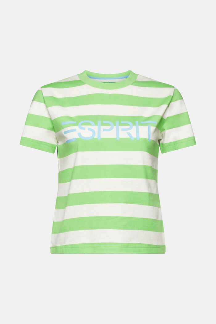 Randig bomulls-T-shirt med logo, CITRUS GREEN, detail image number 5