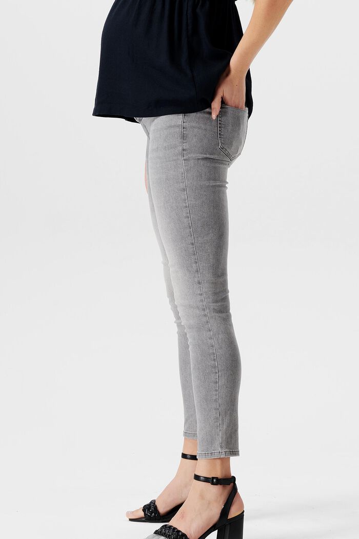 Jeans med smal passform och mudd över magen, GREY DENIM, detail image number 3