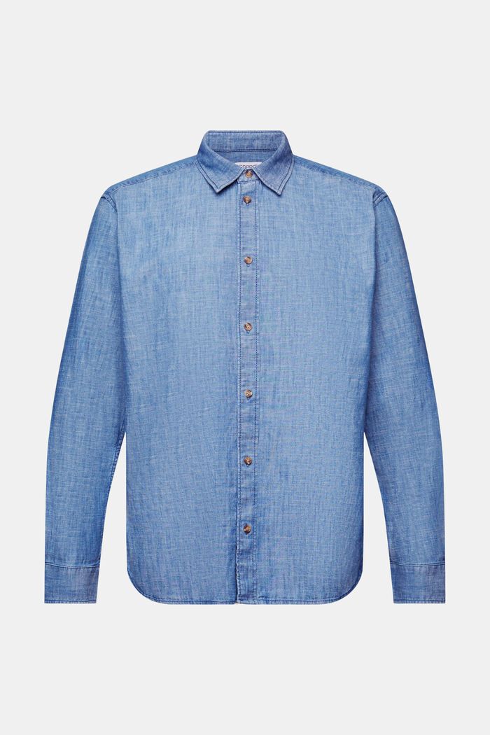 Button down-skjorta i chambray, BLUE MEDIUM WASHED, detail image number 7