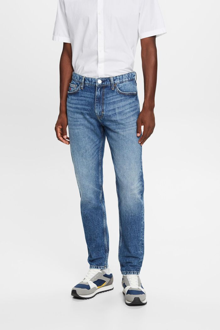 Regular avsmalnande jeans med medelhög midja, BLUE MEDIUM WASHED, detail image number 0