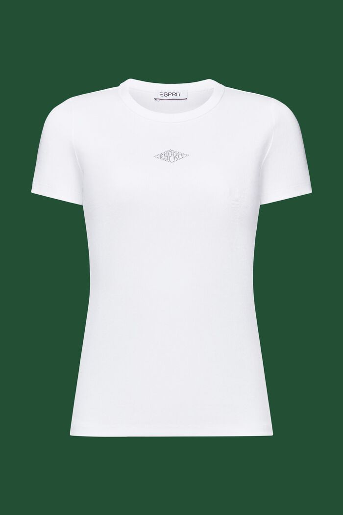 T-shirt med strasslogo, WHITE, detail image number 6