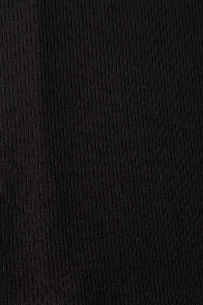 Ribbad långärmad topp med spetsdetaljer, BLACK, detail image number 5