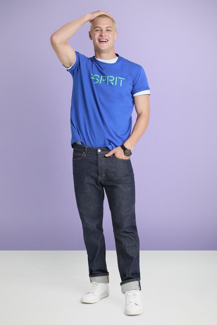 T-shirt i bomullsjersey med logo, unisexmodell, BRIGHT BLUE, detail image number 4