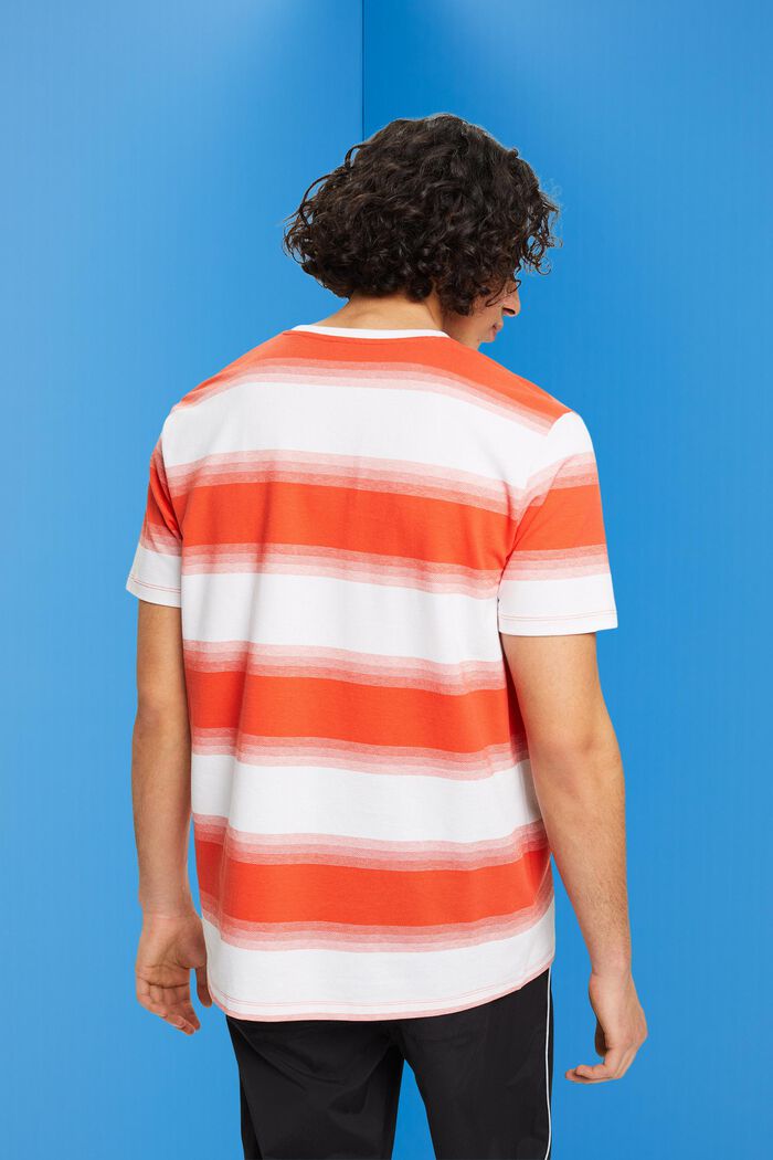 Randig T-shirt i bomullspiké, ORANGE RED, detail image number 3