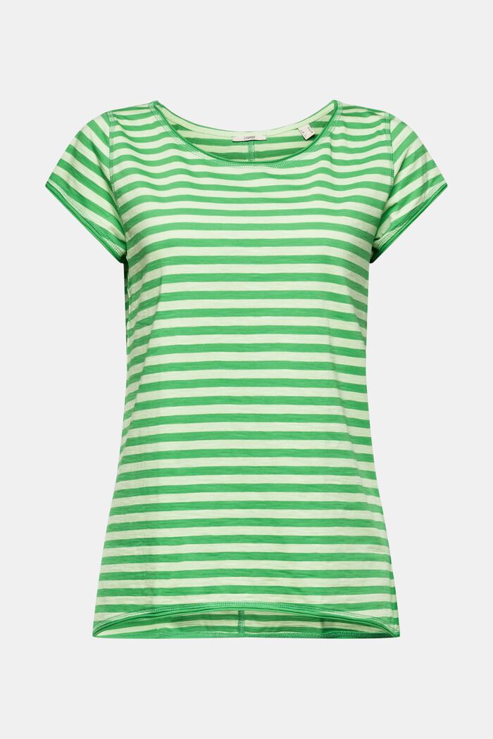 Randig T-shirt med rullkant, GREEN, detail image number 6