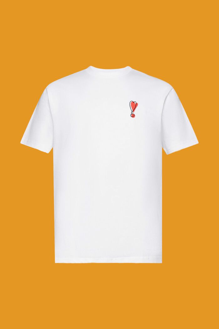 T-shirt med hjärtmotiv i hållbar bomull, WHITE, detail image number 6