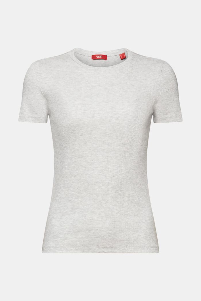 Ribbad T-shirt i jersey, bomullsblandning, LIGHT GREY, detail image number 6