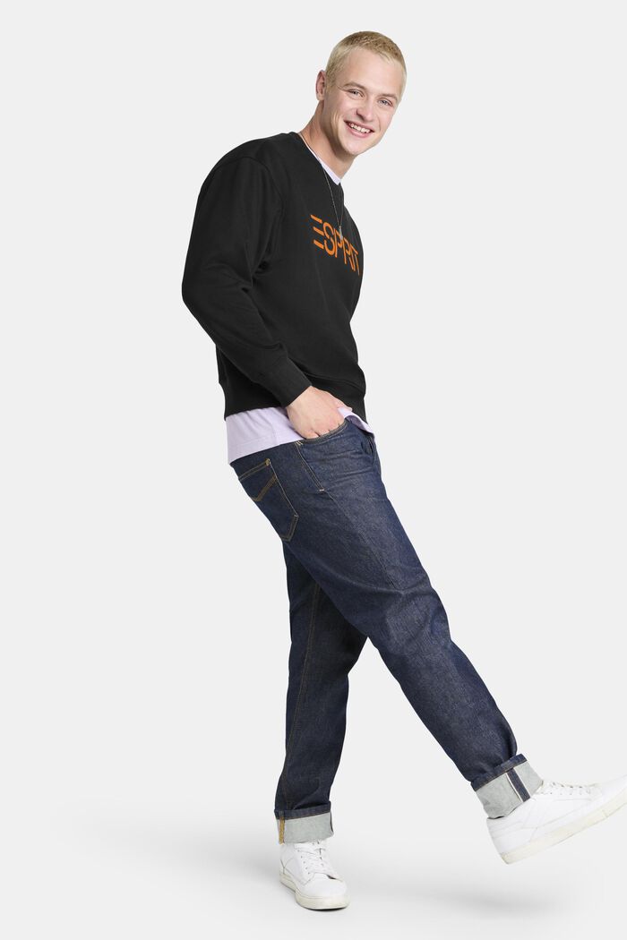 Unisex-sweatshirt i bomullsfleece med logo, BLACK, detail image number 2