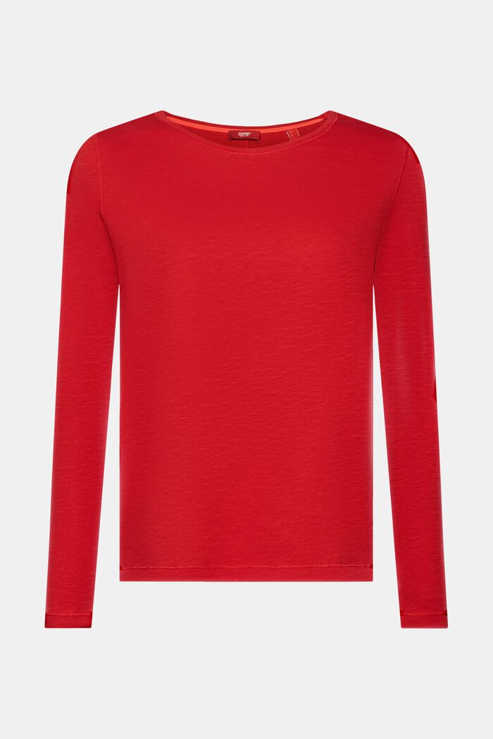 Långärmad jersey-T-shirt, 100% bomull, DARK RED, detail image number 6