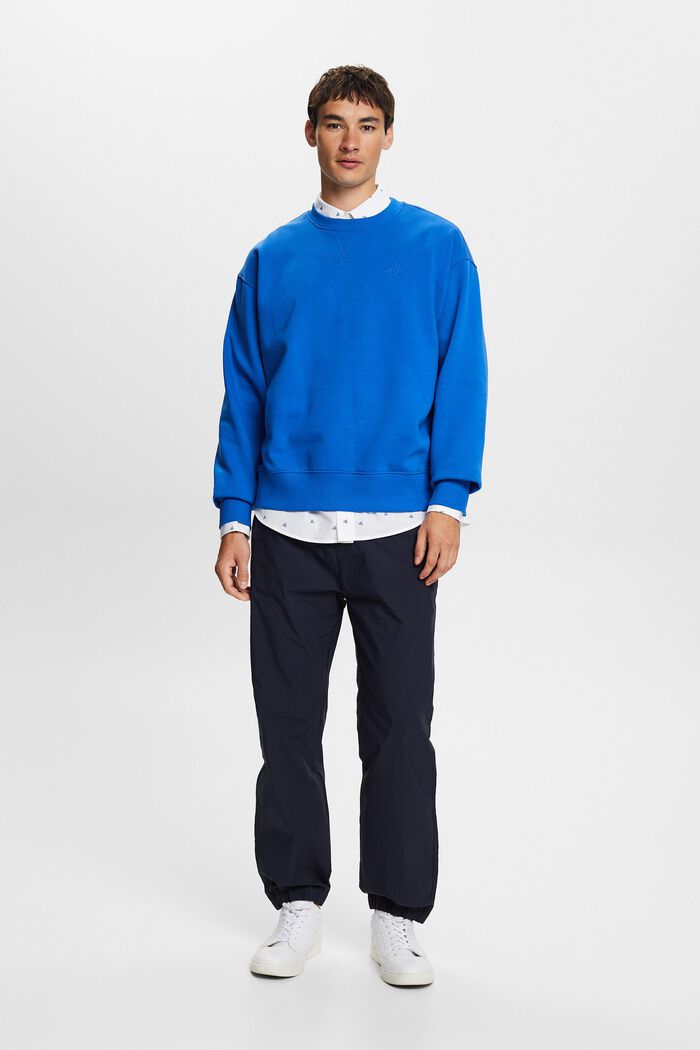 Sweatshirt med logobroderi, BRIGHT BLUE, detail image number 4