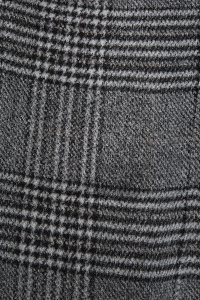 Återvunnet: rutig kappa i ullmix med kashmir, BLACK, detail image number 8