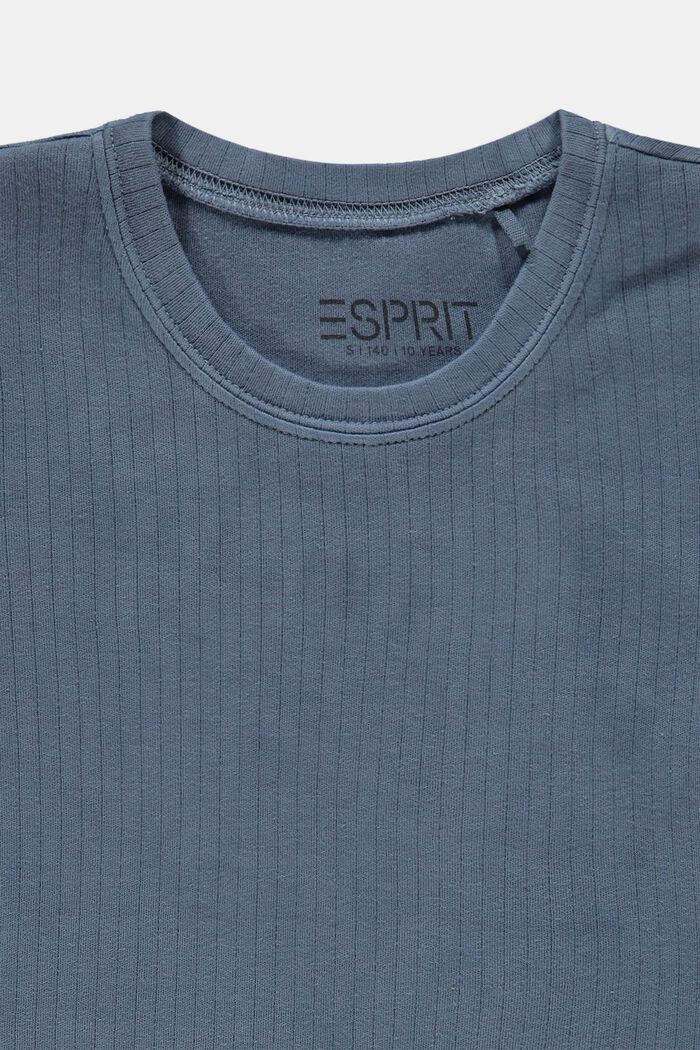 Ribbad T-shirt med krusad fåll, 100% bomull, BLUE MEDIUM WASHED, detail image number 2