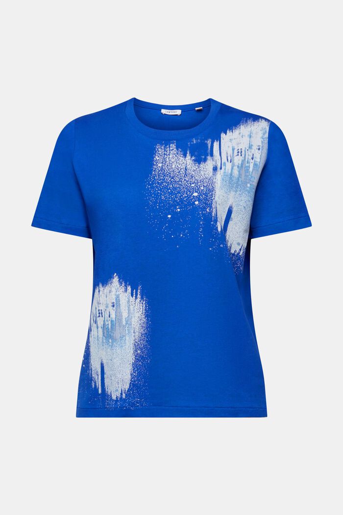 Bomulls-T-shirt med grafiskt tryck, BRIGHT BLUE, detail image number 6