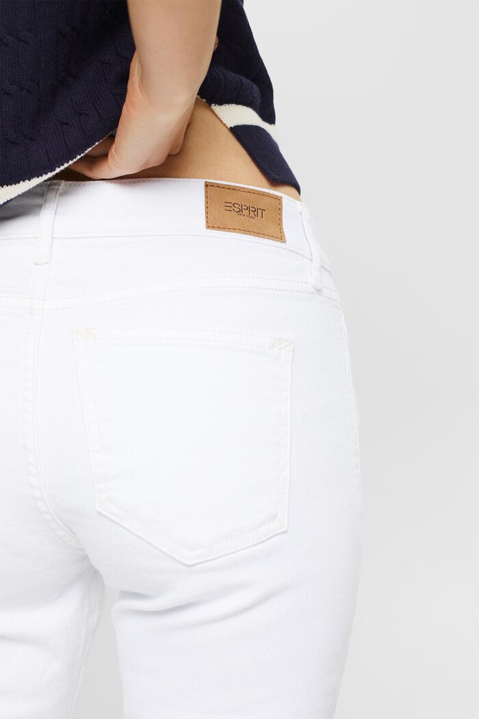 Smala jeans med medelhög midja, WHITE, detail image number 3