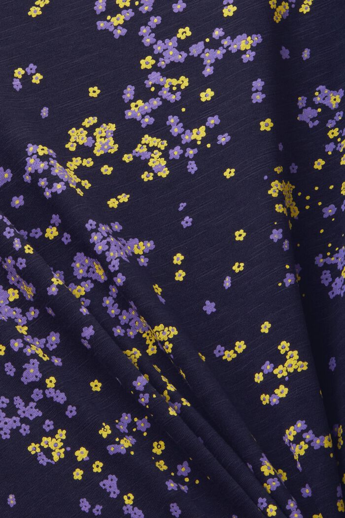 T-shirt i bomull med blommigt tryck, NAVY, detail image number 4
