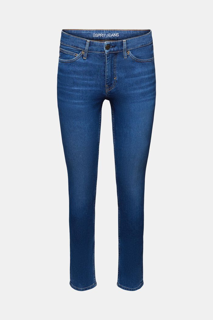 Skinny-jeans med mellanhög midja, BLUE MEDIUM WASHED, detail image number 7