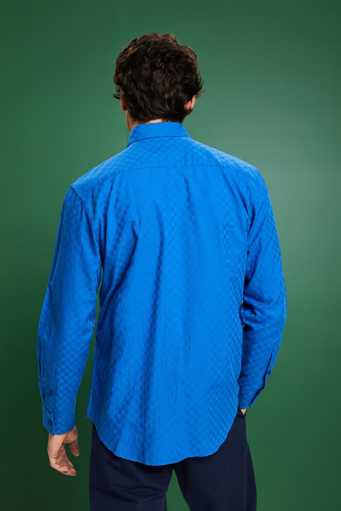 Jacquardskjorta i bomull, BRIGHT BLUE, detail image number 3