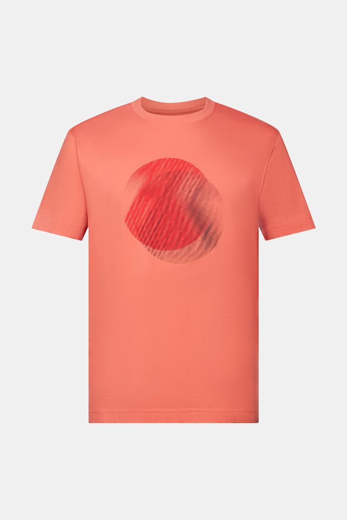 T-shirt med tryck fram, 100% bomull, CORAL RED, detail image number 6