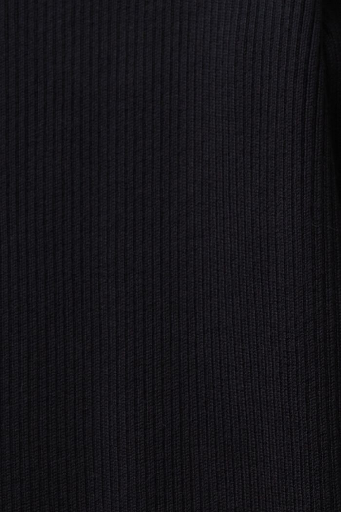 Ribbstickad miniklänning med halvpolokrage, BLACK, detail image number 5