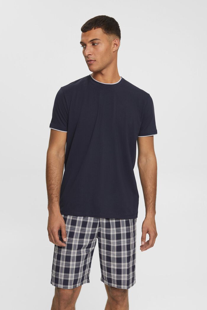 Pyjamas med rutiga shorts, NAVY, detail image number 0