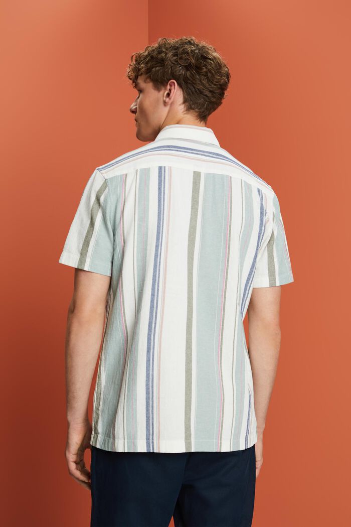 Kortärmad skjorta med ränder, 100% bomull, DUSTY GREEN, detail image number 3