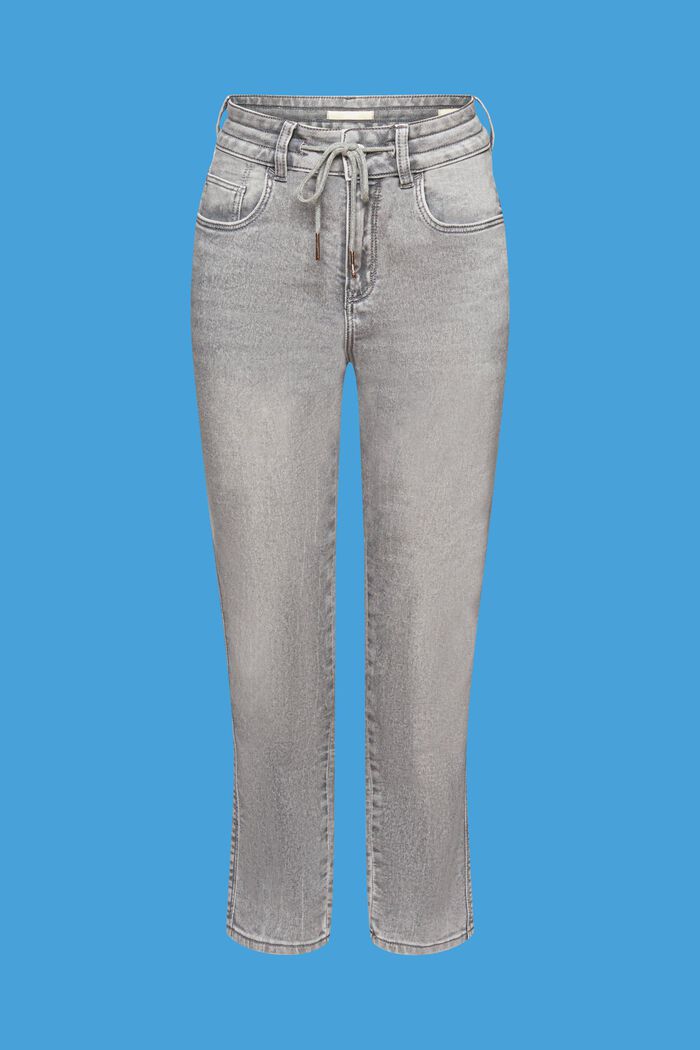 Boyfriend-jeans med dragsko-midja, GREY LIGHT WASHED, detail image number 8