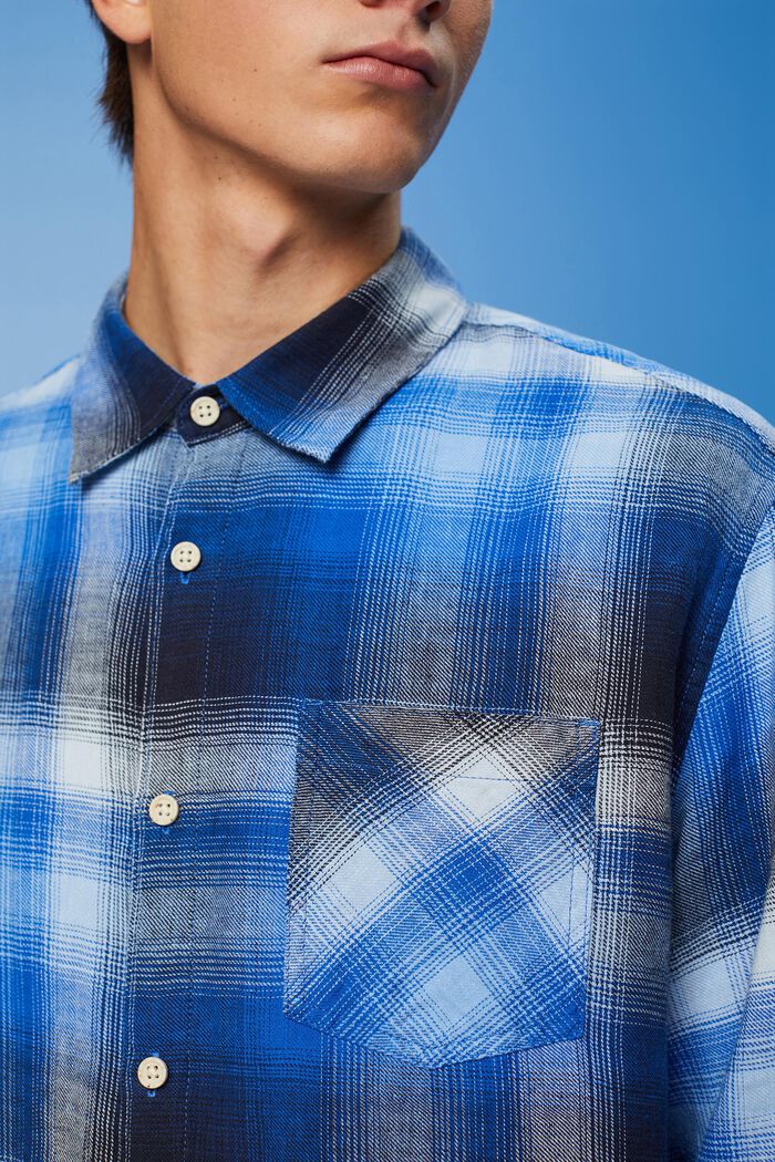 Skotskrutig skjorta i mix av bomull och hampa, BLUE, detail image number 2