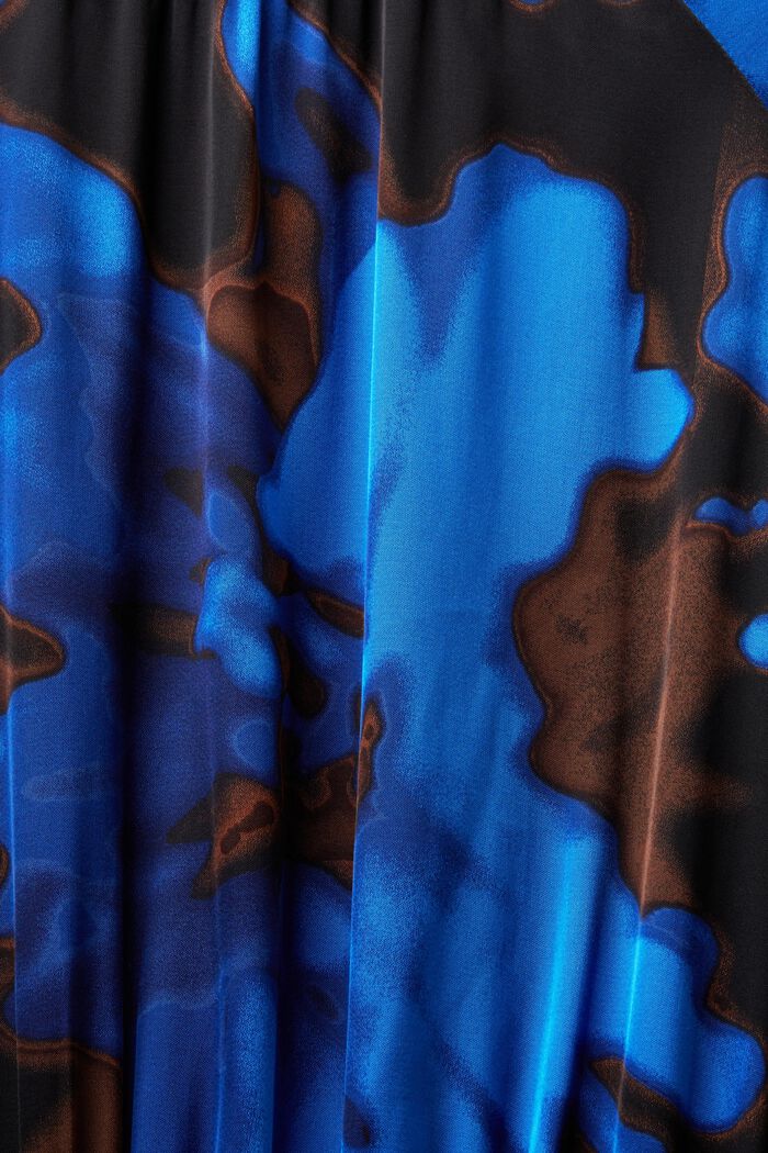 Smockad klänning med mönster i satinmaterial, BRIGHT BLUE, detail image number 5