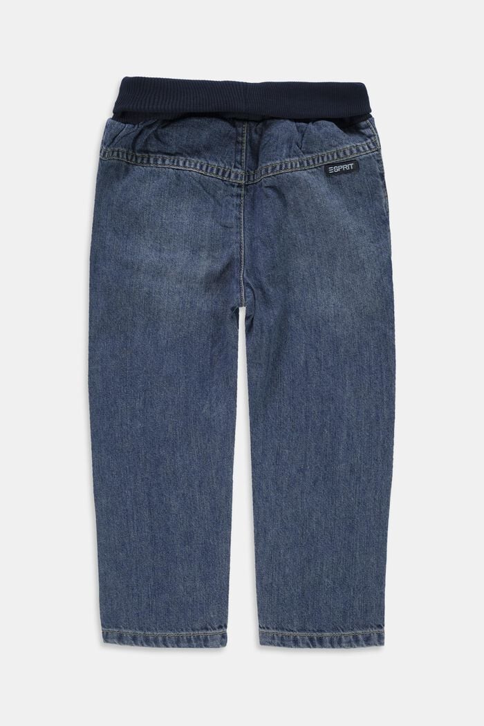 Jeans med ribbad linning, 100% ekobomull, BLUE MEDIUM WASHED, detail image number 1