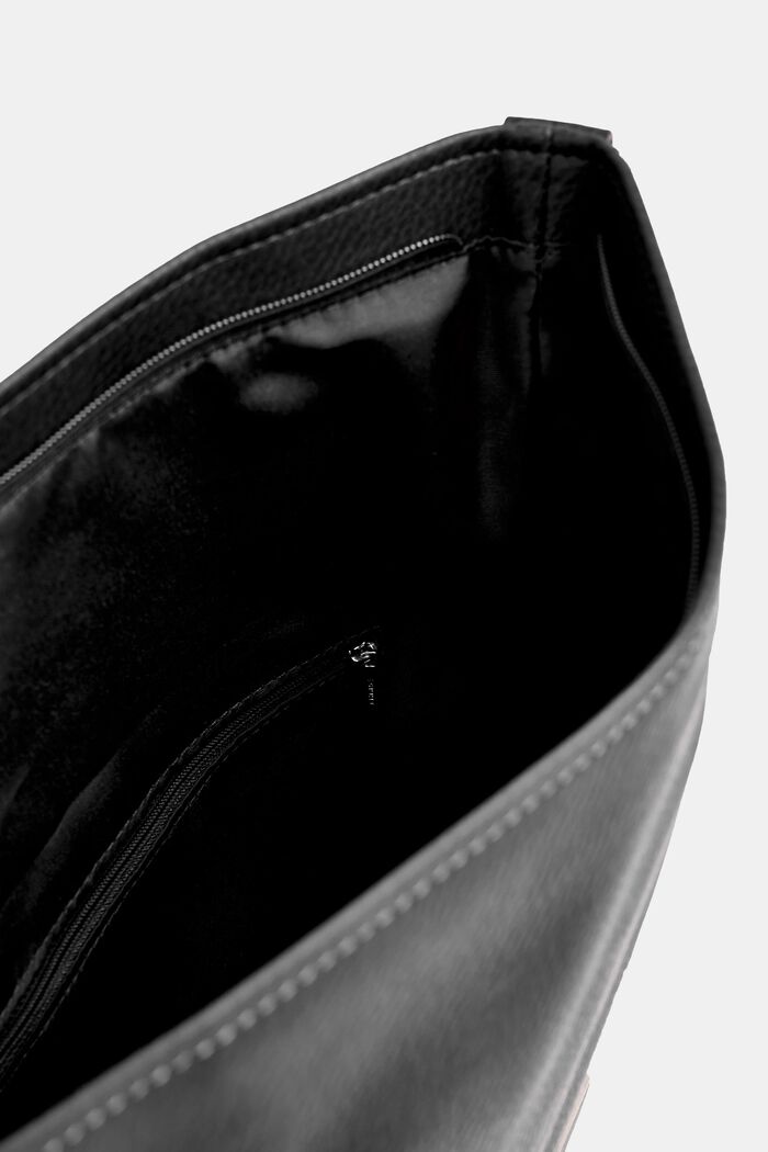 Axelväska med övervikt lock i skinnimitation, BLACK, detail image number 3