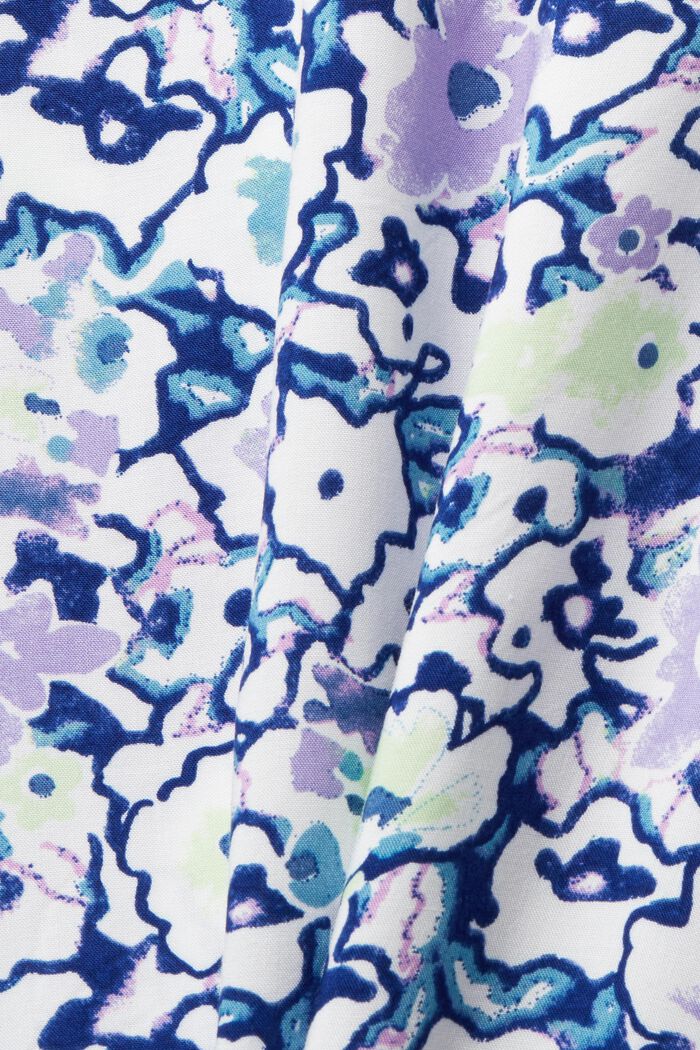 Blommig blus med ringning med sprund, WHITE, detail image number 5