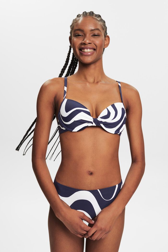 Mönstrad bikiniunderdel i hipstermodell, NAVY, detail image number 0