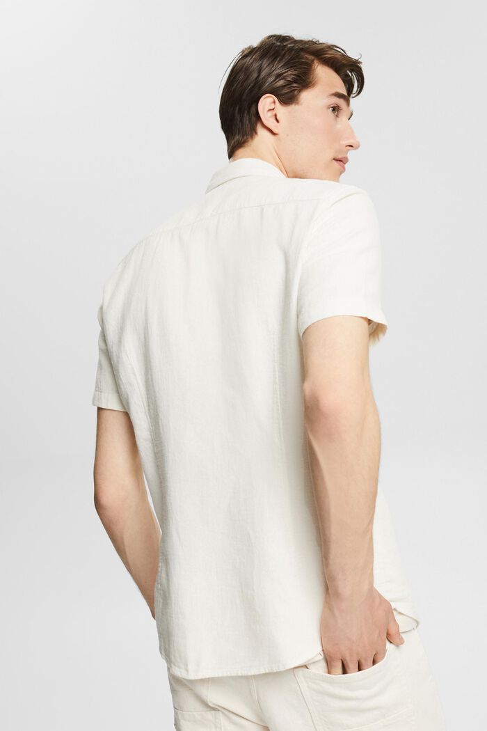 Kortärmad skjorta i materialmix, OFF WHITE, detail image number 3