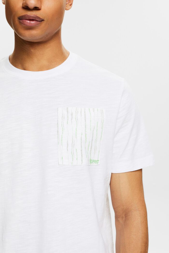 T-shirt av slub-bomull med logo på fickan, WHITE, detail image number 3