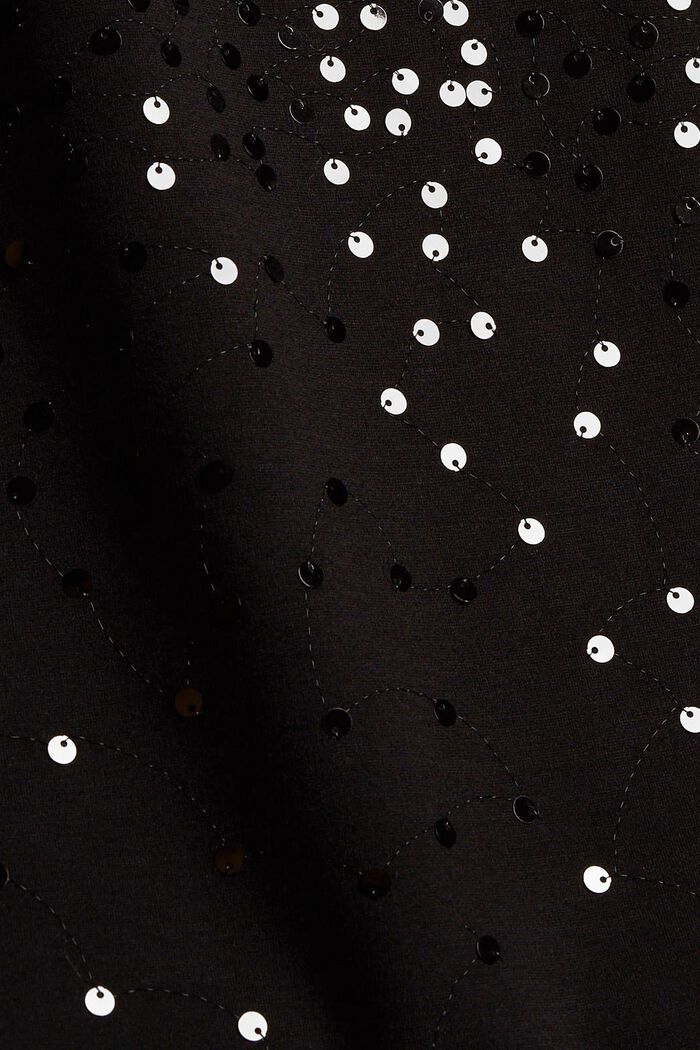 Jerseyklänning med mesh och paljetter, BLACK, detail image number 4