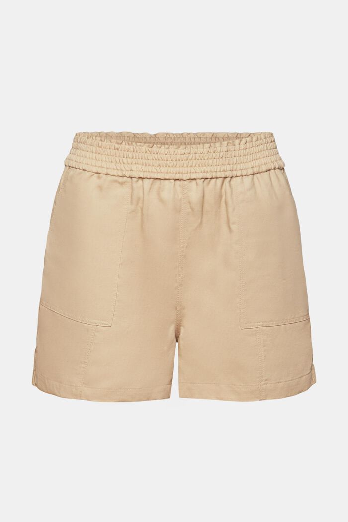 Pull-on shorts, linneblandning, SAND, detail image number 6