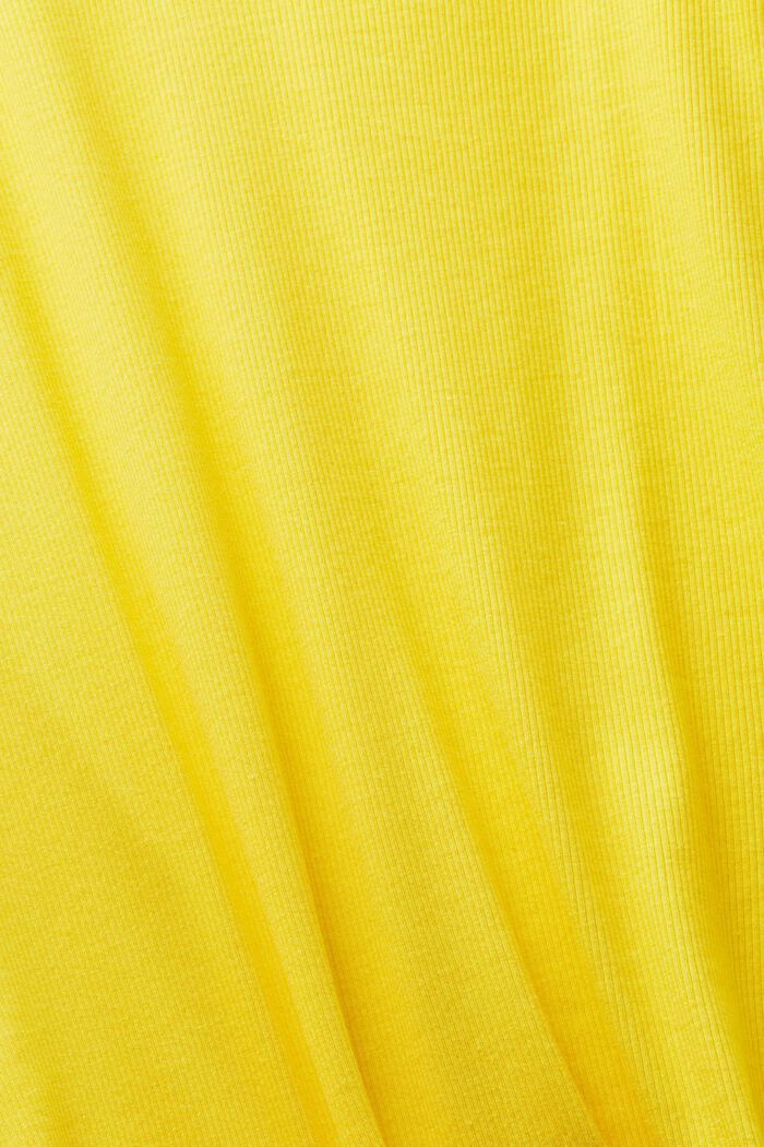Ribbad V-ringad T-shirt, YELLOW, detail image number 5