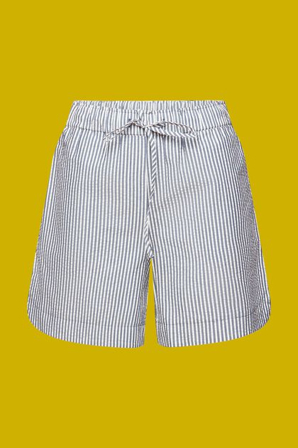 Seersucker shorts med ränder, 100% bomull