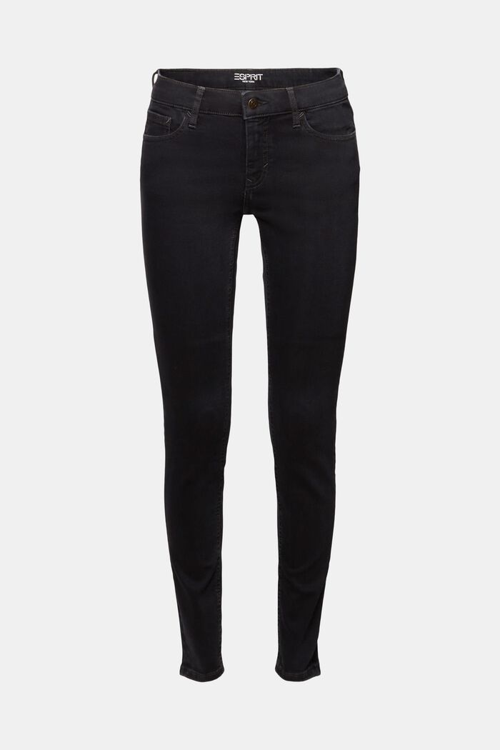 Återvunnet: mid-rise skinny jeans, BLACK DARK WASHED, detail image number 7