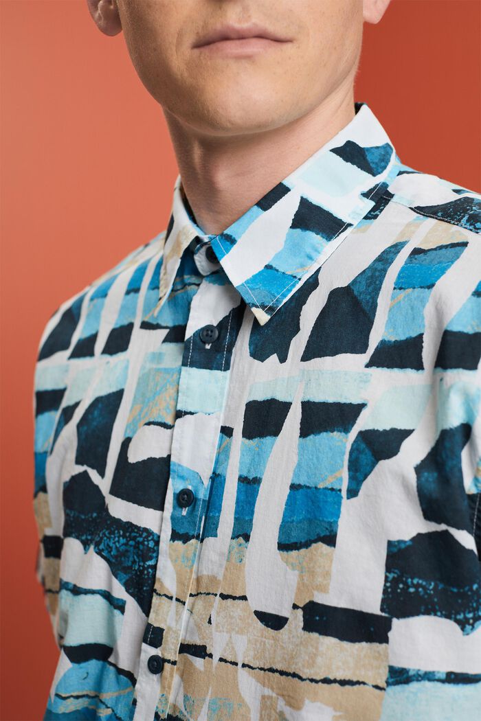 Mönstrad kortärmad skjorta, 100 % bomull, WHITE, detail image number 2