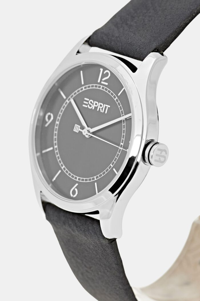Vegansk: klocka med armband i skinnlook, BLACK, detail image number 1
