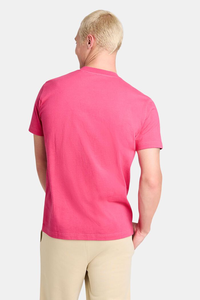 T-shirt i bomullsjersey med logo, unisexmodell, PINK FUCHSIA, detail image number 3